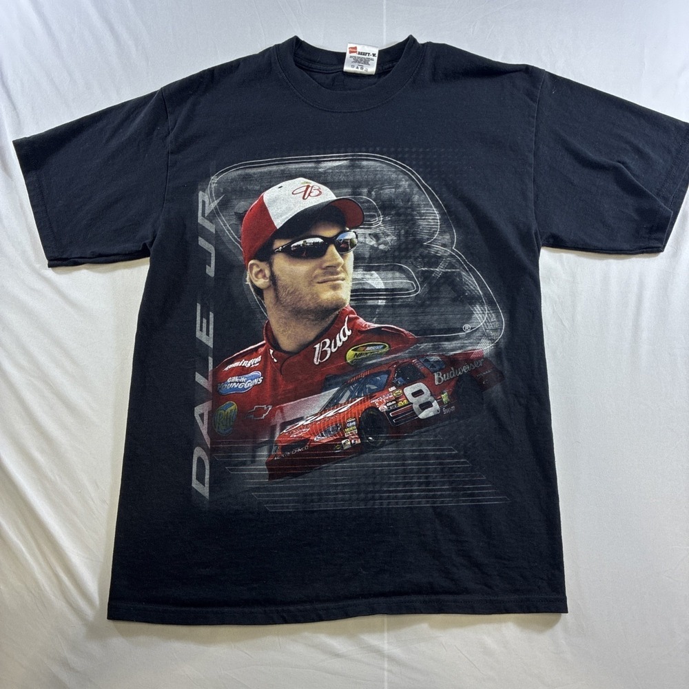 Chase Authentic VTG Hanes Beefy T Shirt Dale JR Budweiser Racing AOP Men's M